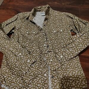 Aria Women's Olive Floral Jean Jacket